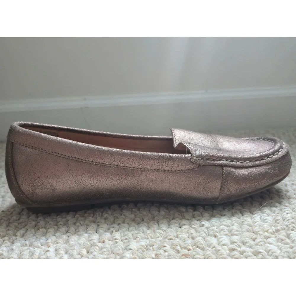 Vionic Debbie Metallic Leather Driving Loafers Rose Gold Bronze Moccasins 7.5